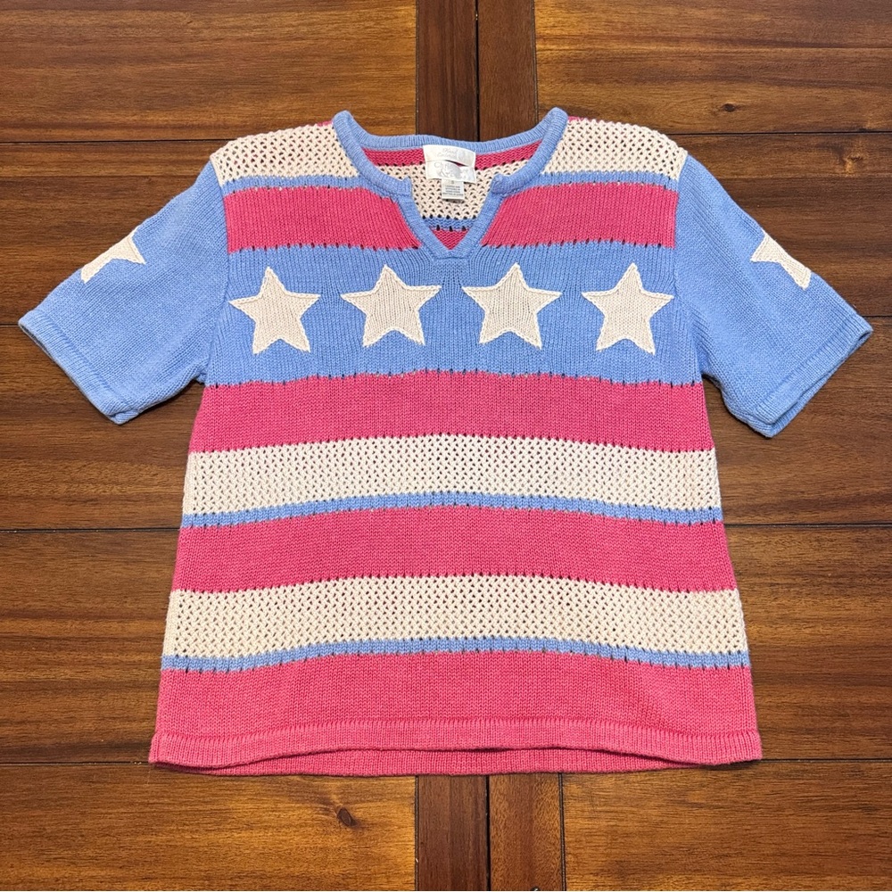 Christopher‎ & Banks Women’s Hand Embroidered Vintage Patriotic Sweater Sz Small